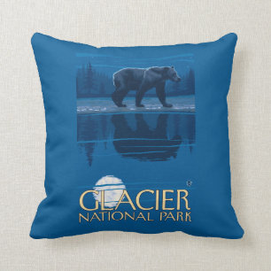 Bear in Moonlight - Glacier National Park, MT Cushion