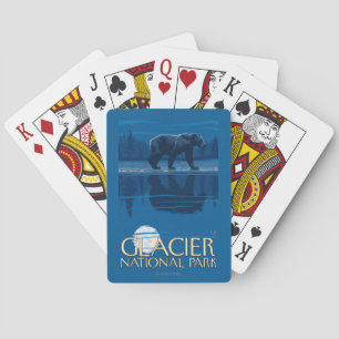 Bear in Moonlight - Glacier National Park, MT Playing Cards