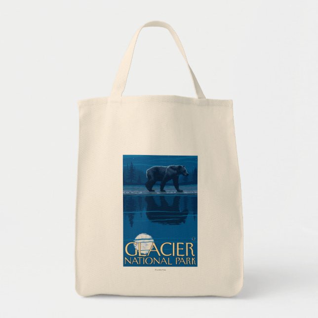Bear in Moonlight - Glacier National Park, MT Tote Bag (Front)