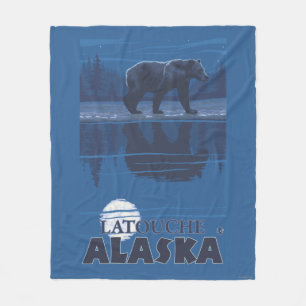 Bear in Moonlight - Latouche, Alaska Fleece Blanket
