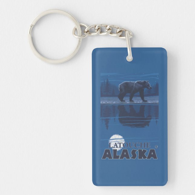 Bear in Moonlight - Latouche, Alaska Key Ring (Front)