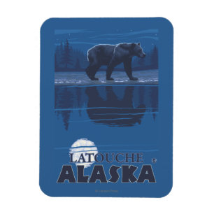 Bear in Moonlight - Latouche, Alaska Magnet