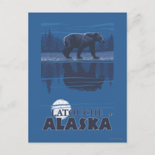 Bear in Moonlight - Latouche, Alaska Postcard