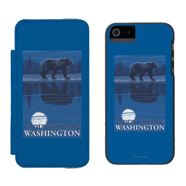 Bear in Moonlight - Mount Adams, Washington Incipio iPhone Wallet Case (Side by Side)