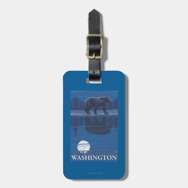 Bear in Moonlight - Mount Adams, Washington Luggage Tag (Front Vertical)