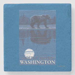 Bear in Moonlight - Mount Adams, Washington Stone Coaster