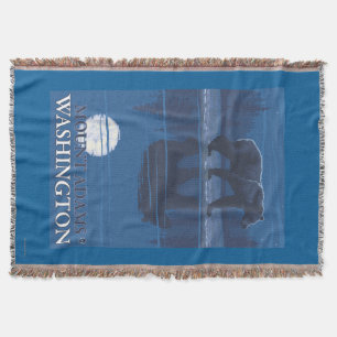 Bear in Moonlight - Mount Adams, Washington Throw Blanket