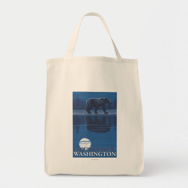 Bear in Moonlight - Mount Baker, Washington Tote Bag (Front)
