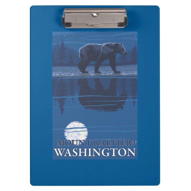 Bear in Moonlight - Mount Rainier, Washington Clipboard (Front)