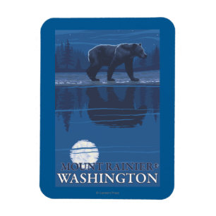 Bear in Moonlight - Mount Rainier, Washington Magnet