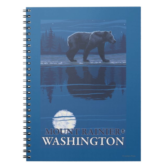 Bear in Moonlight - Mount Rainier, Washington Notebook (Front)