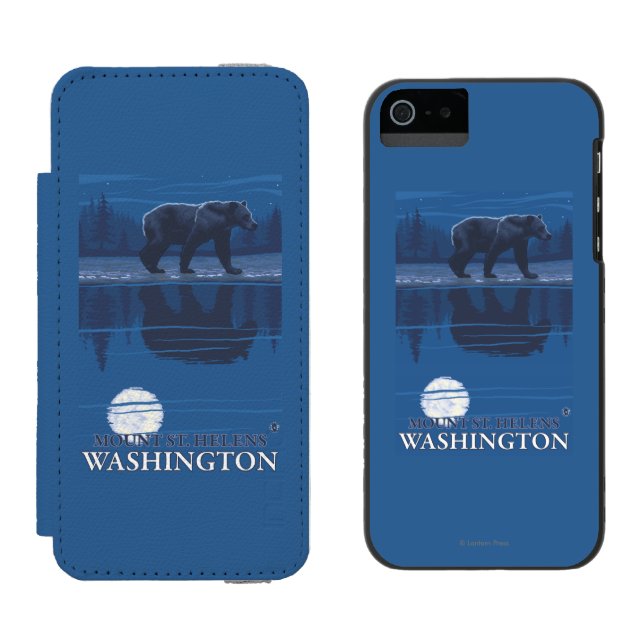 Bear in Moonlight - Mount St. Helens, Incipio iPhone Wallet Case (Side by Side)