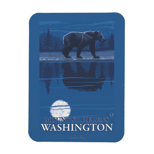 Bear in Moonlight - Mount St. Helens, Magnet (Vertical)