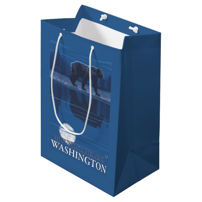 Bear in Moonlight - Mount St. Helens, Medium Gift Bag (Front Angled)