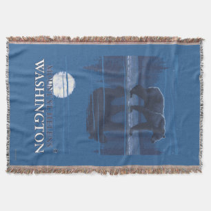 Bear in Moonlight - Mount St. Helens, Throw Blanket