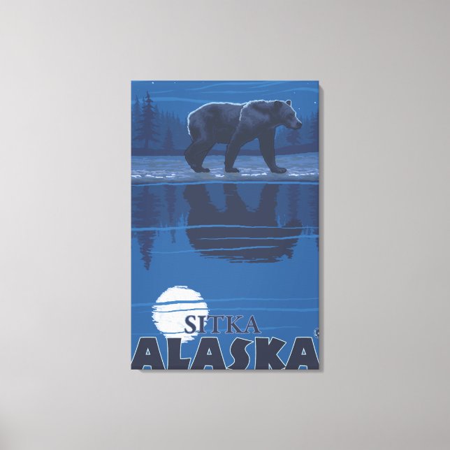 Bear in Moonlight - Sitka, Alaska Canvas Print (Front)