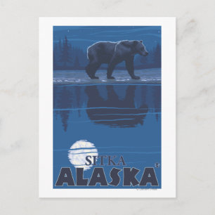 Bear in Moonlight - Sitka, Alaska Postcard