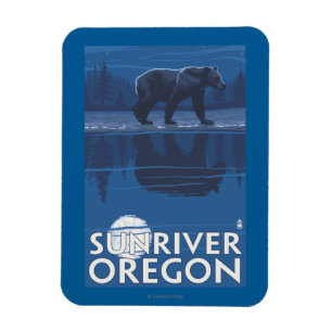 Bear in Moonlight - Sun River, Oregon Magnet