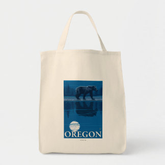 Bear in Moonlight- Vintage Travel Poster Tote Bag