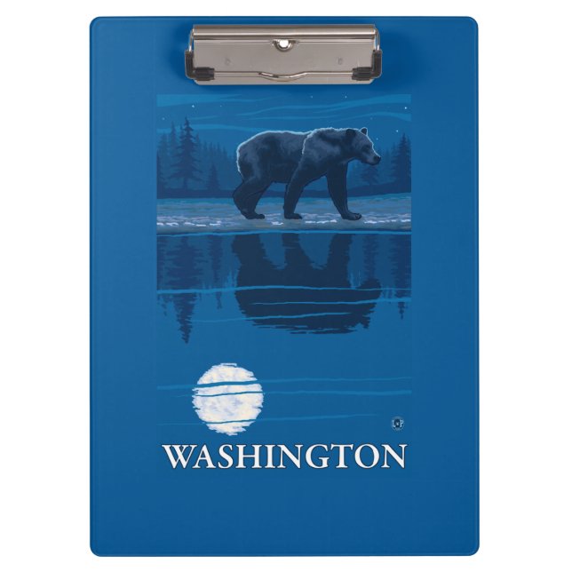 Bear in Moonlight - Washington Clipboard (Front)