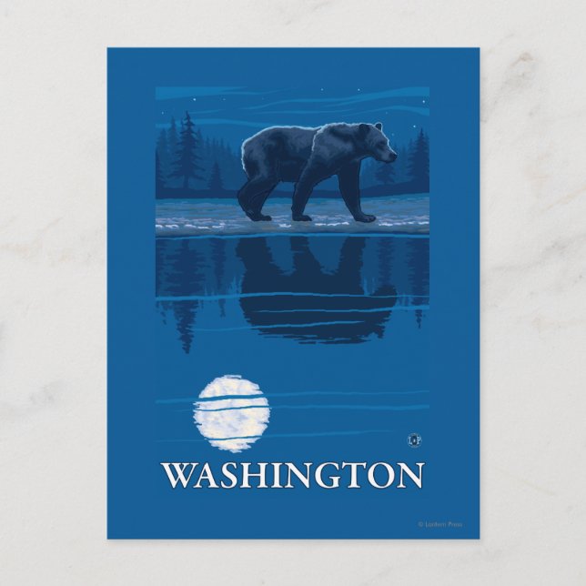 Bear in Moonlight - Washington Postcard (Front)
