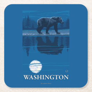 Bear in Moonlight - Washington Square Paper Coaster