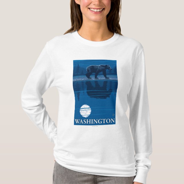 Bear in Moonlight - Washington T-Shirt (Front)
