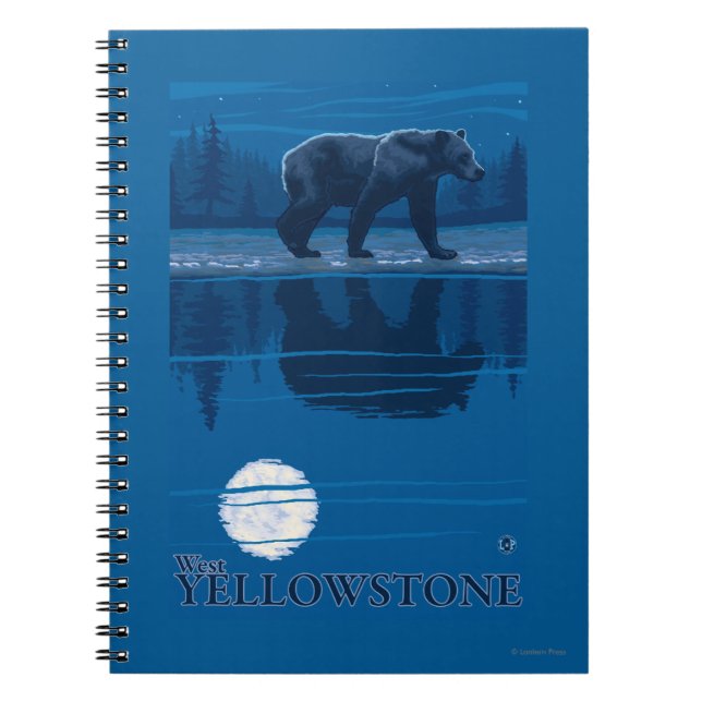 Bear in Moonlight - West Yellowstone, Montana Notebook (Front)