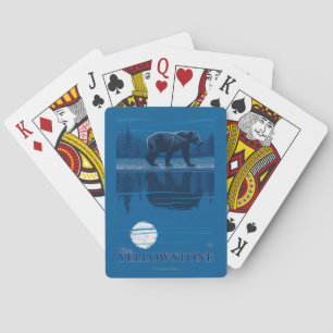 Bear in Moonlight - West Yellowstone, Montana Playing Cards
