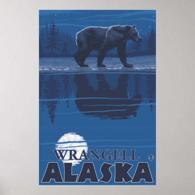 Bear in Moonlight - Wrangell, Alaska Poster (Front)