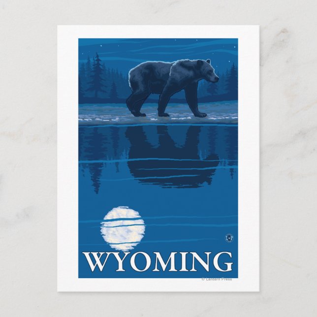 Bear in Moonlight - Wyoming Postcard (Front)