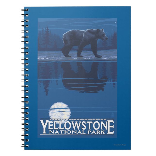 Bear in Moonlight - Yellowstone National Park Notebook (Front)