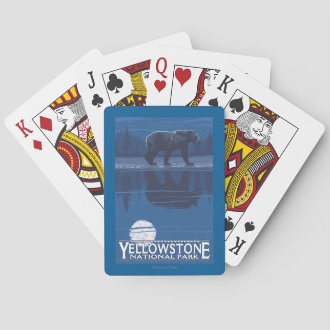 Bear in Moonlight - Yellowstone National Park Playing Cards (Back)