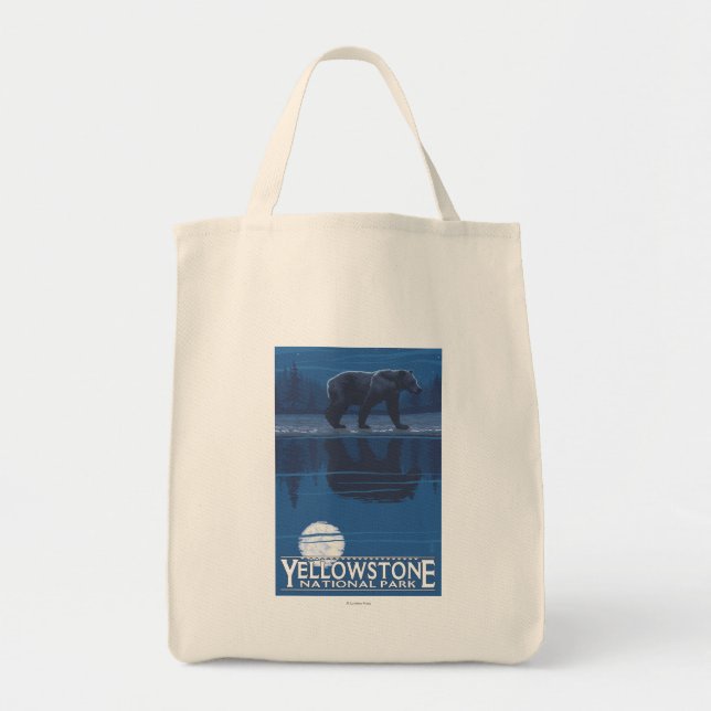 Bear in Moonlight - Yellowstone National Park Tote Bag (Front)