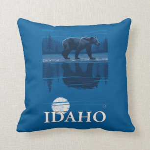 Bear in MoonlightIdahoVintage Travel Poster Cushion
