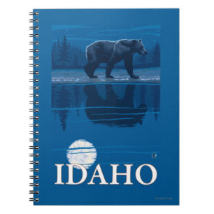 Bear in MoonlightIdahoVintage Travel Poster Notebook