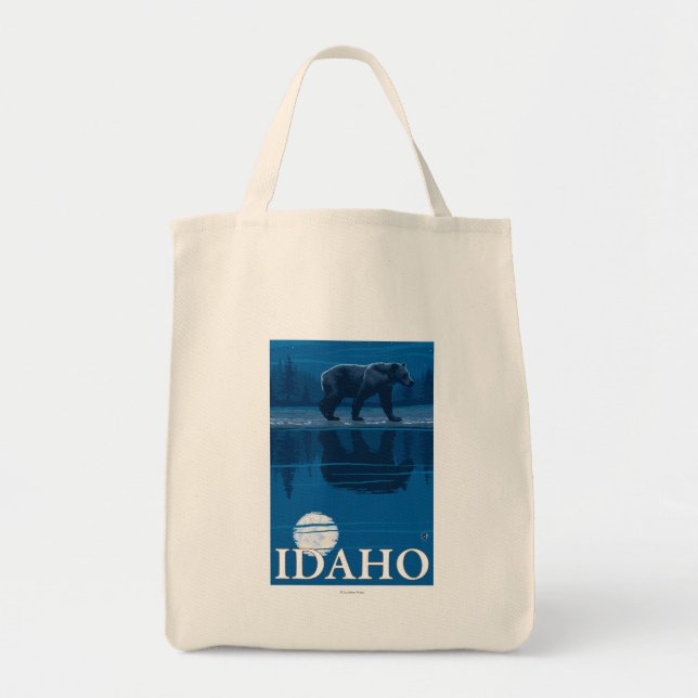 Bear in MoonlightIdahoVintage Travel Poster Tote Bag (Front)