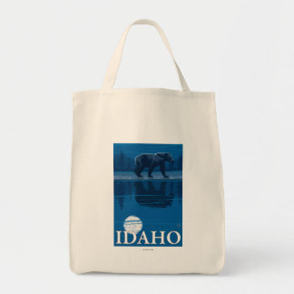Bear in MoonlightIdahoVintage Travel Poster Tote Bag