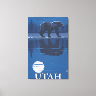 Bear in MoonlightUtah Canvas Print