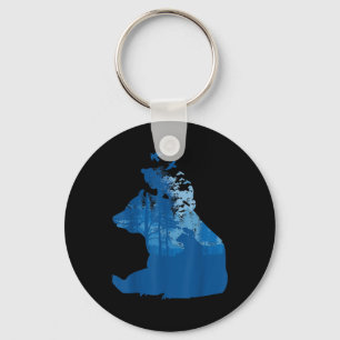 Bear In Nature Forest Silhouette Birds Environment Key Ring