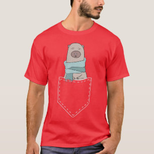 Bear in Pocket Tee Funny Kawaii Anime Bear Lover C