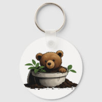 Bear in Potted Plant Illustration