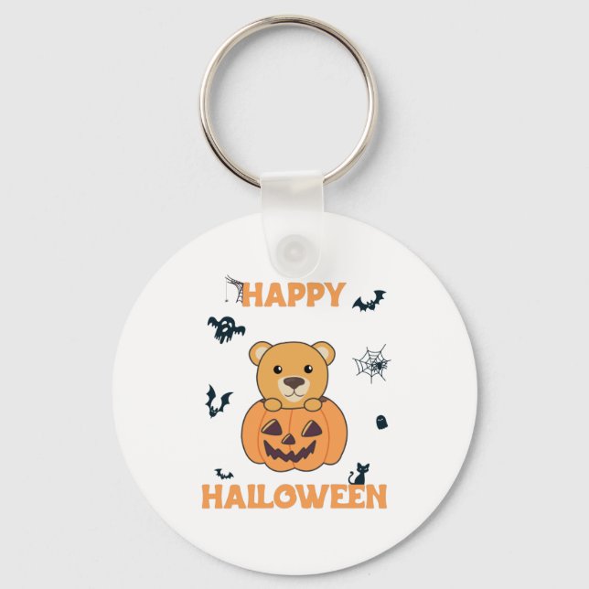 Bear In Pumpkin Sweet Bears Happy Halloween Key Ring (Front)
