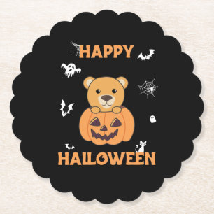 Bear In Pumpkin Sweet Bears Happy Halloween Paper Coaster