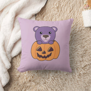 Bear In Pumpkin Sweet Bears Happy Halloween Throw Cushion