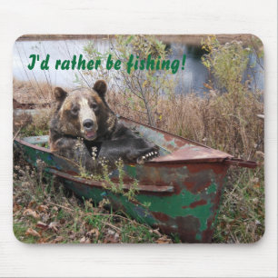 bear in rusty rowboat mouse mat