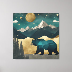 Bear in the Moonlight Design Canvas Print