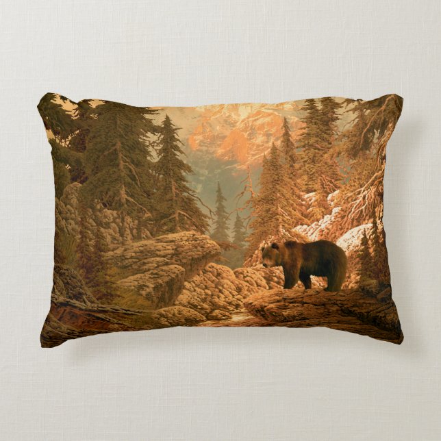 Bear in the Rocky Mountainsbear,brown,animal,grizz Decorative Cushion (Front)