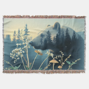 Bear in the wild throw blanket