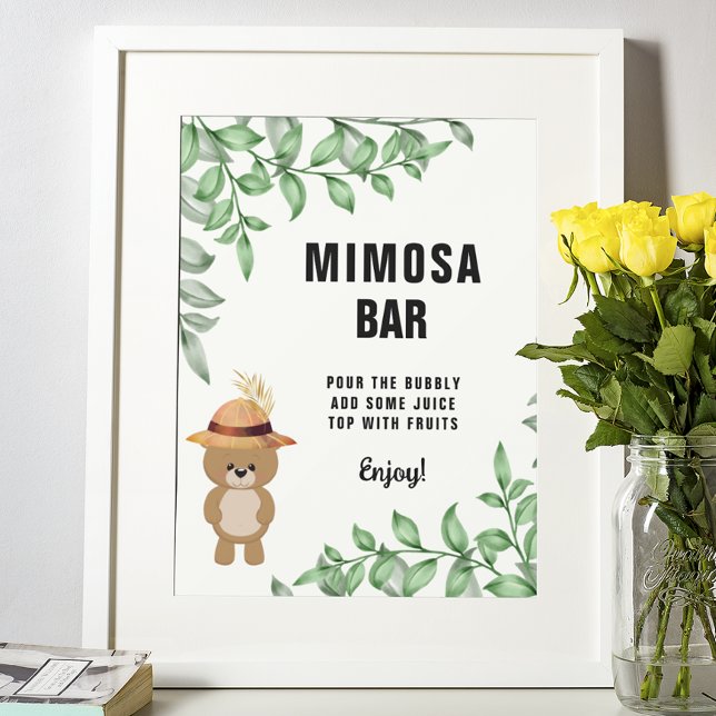 Bear In the Wood Mimosa Bar Baby Shower Welcome Poster (Creator Uploaded)